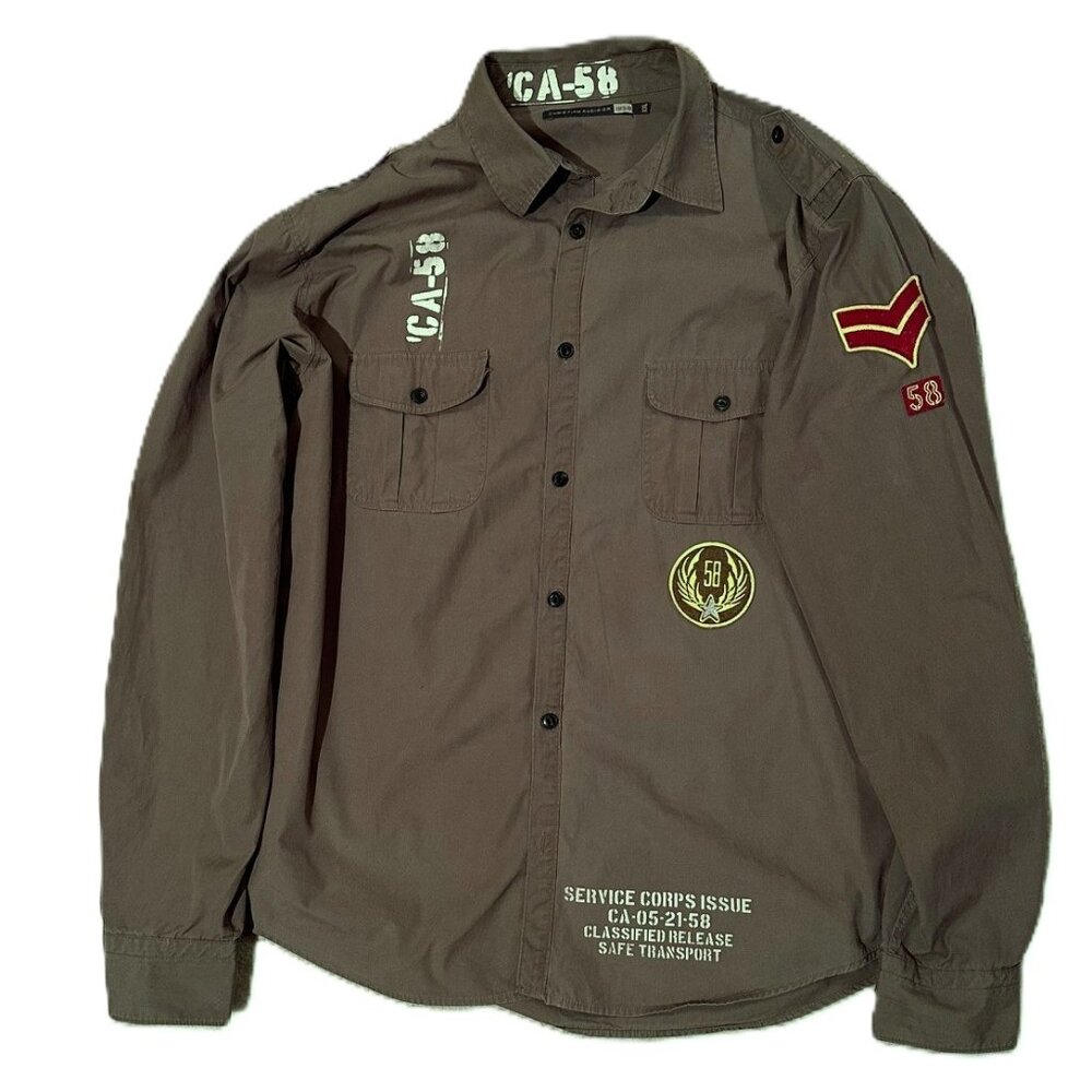 Designer Christian Audigier Vintage CA58 Military Shirt Men's XXL Very Rare